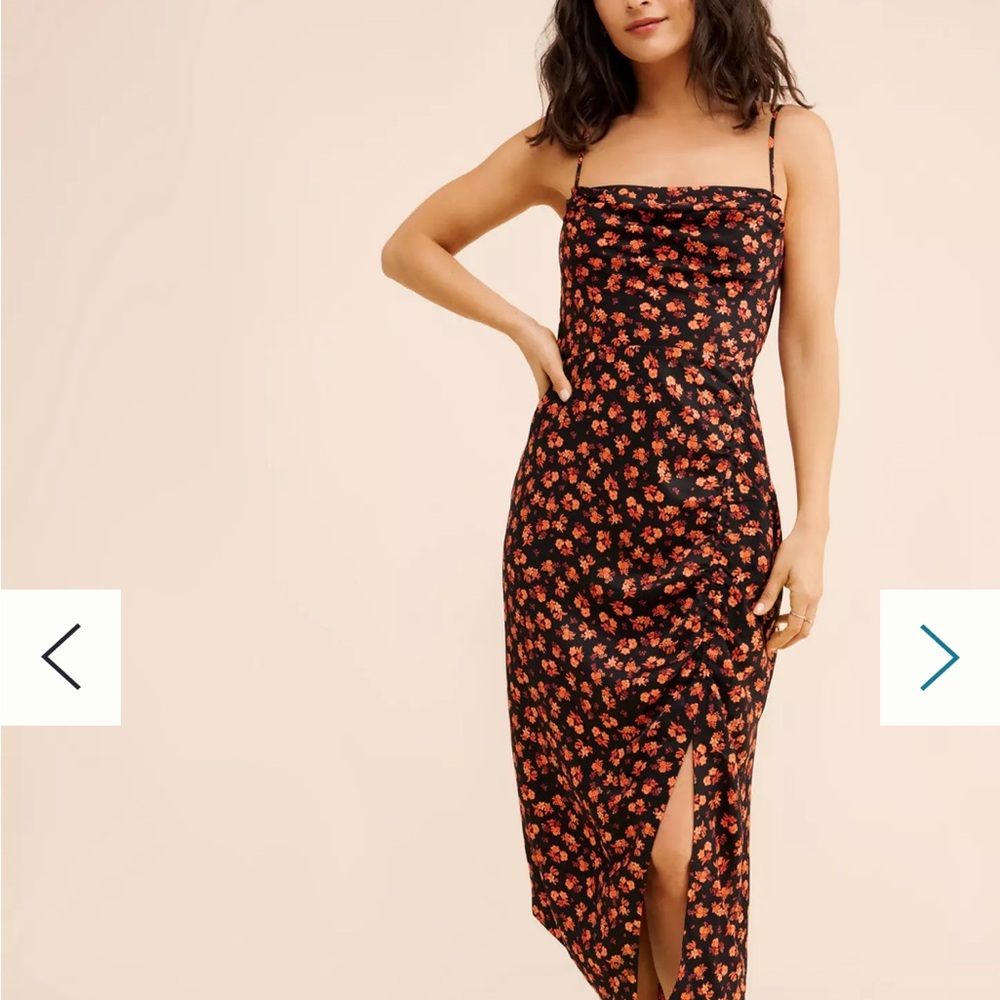 Anthropologie Orange Midi Sundress with Spaghetti Straps